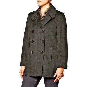 Calvin Klein Women's Peacoat Black 1X new Wool Cashmere Blend Button Up